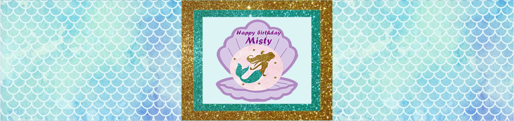 Mermaid Theme Water Bottle Labels
