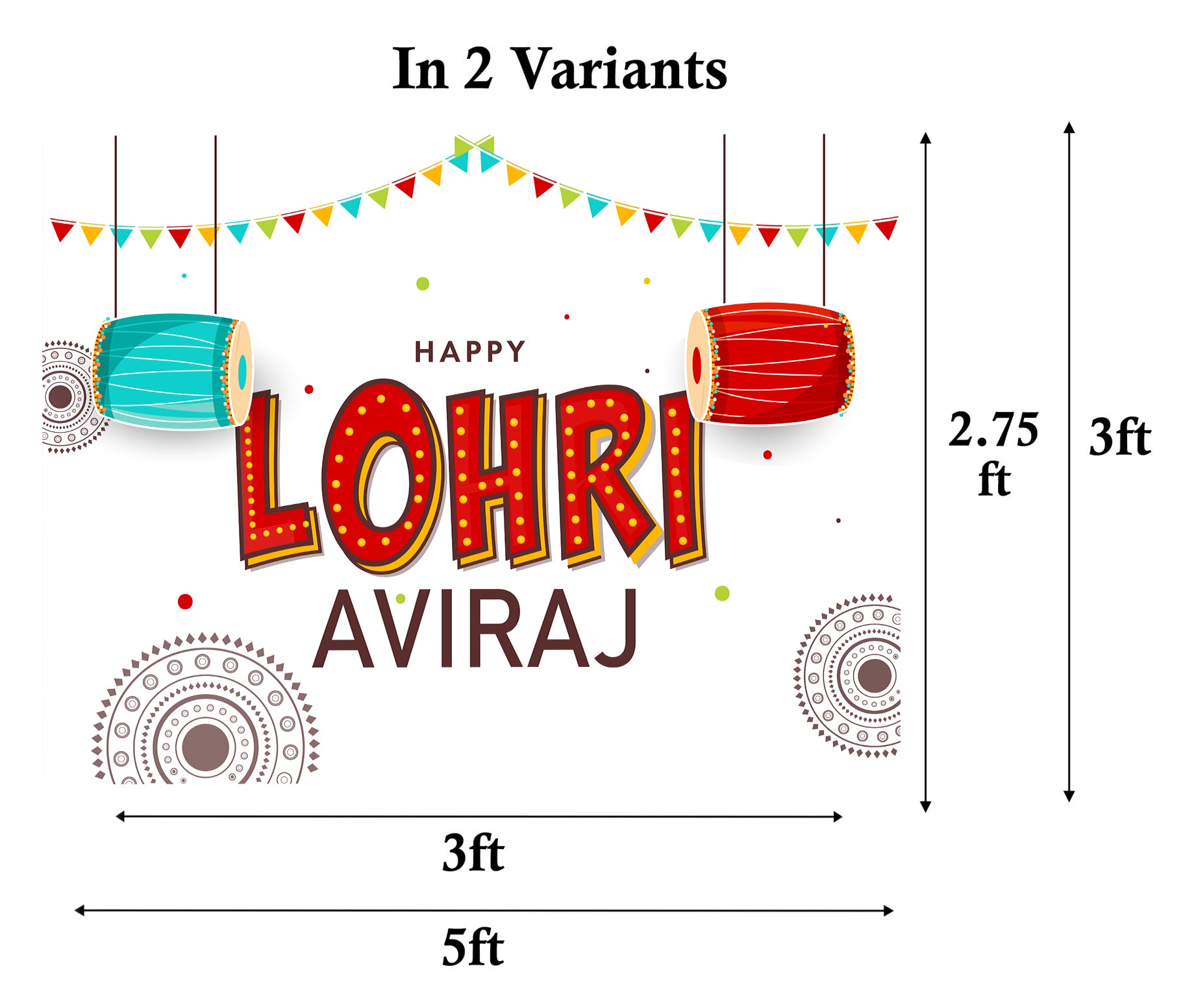 Lohri Party Personalized Backdrop for Decoration