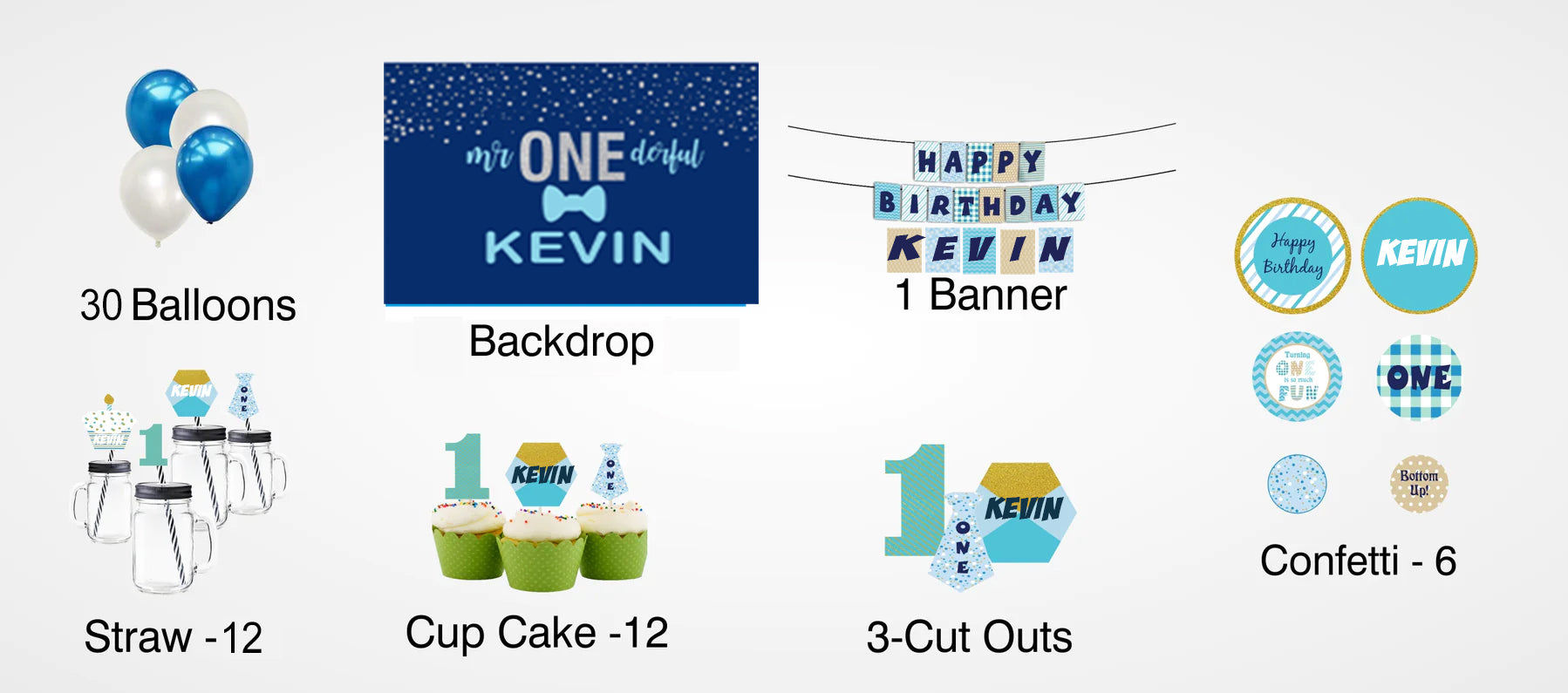 One Is Fun Theme Birthday Complete Customized Party Kit
