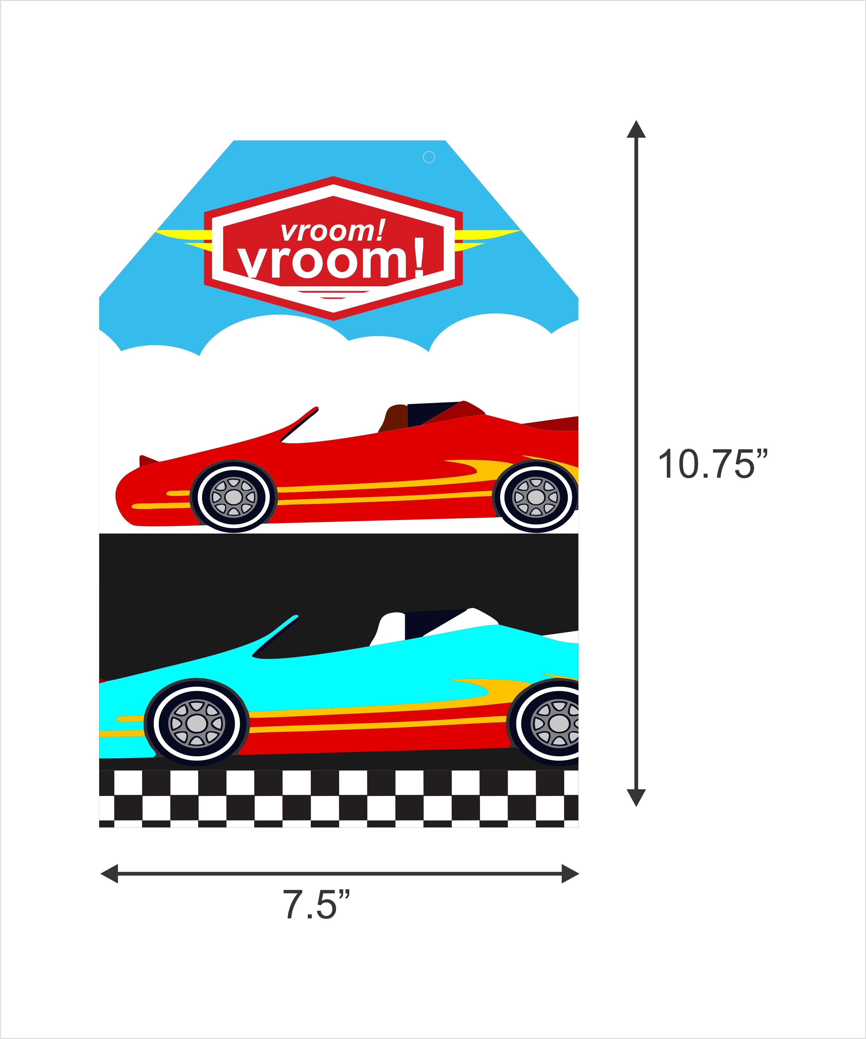 Racing Car Theme Birthday Paper Door Banner or for Wall Decoration.