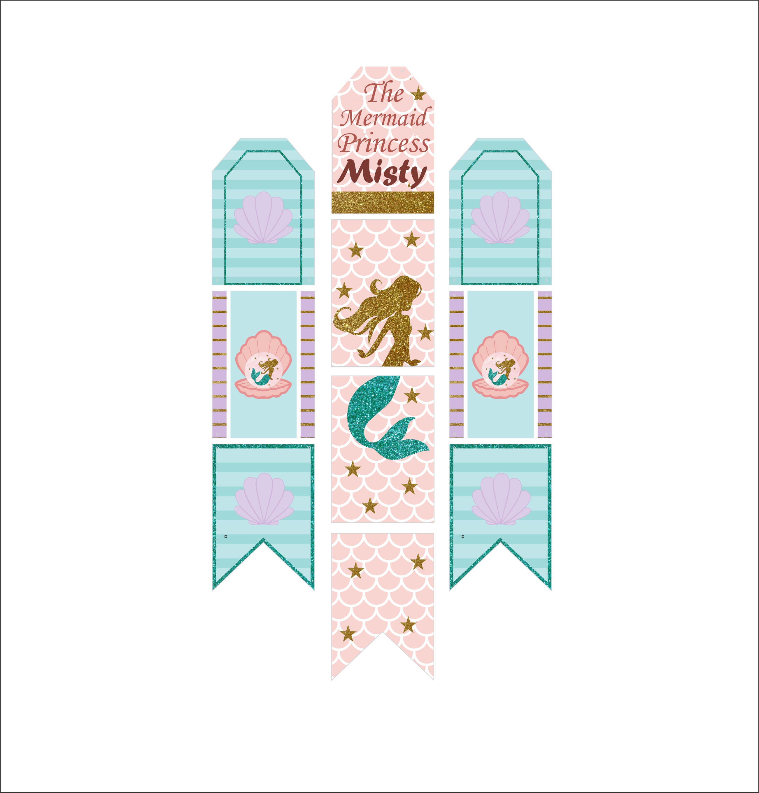 Mermaid Theme Birthday Paper Door Banner/ Wall Decoration.