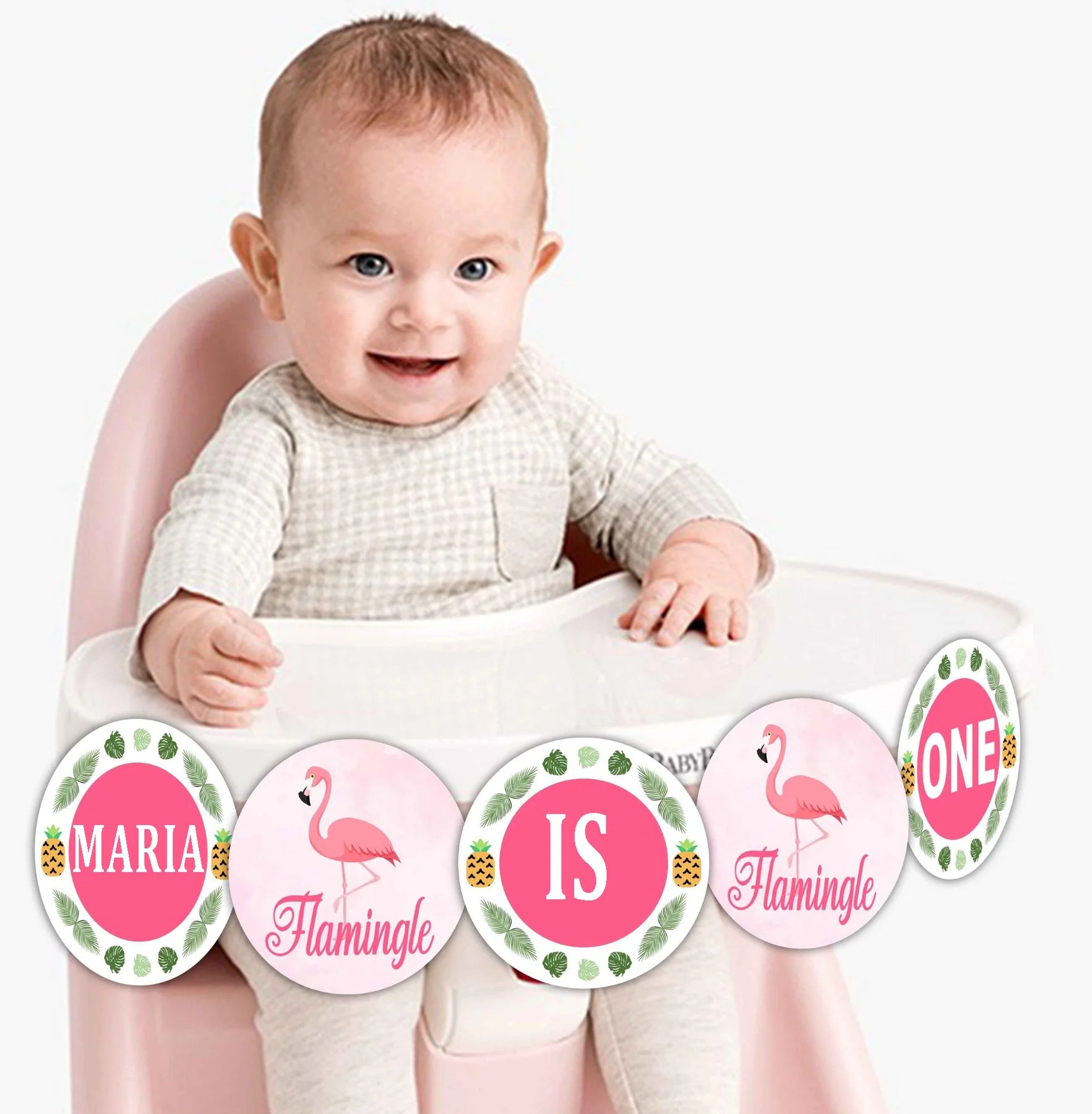 Flamingo "I Am One" Birthday Banner for Decoration