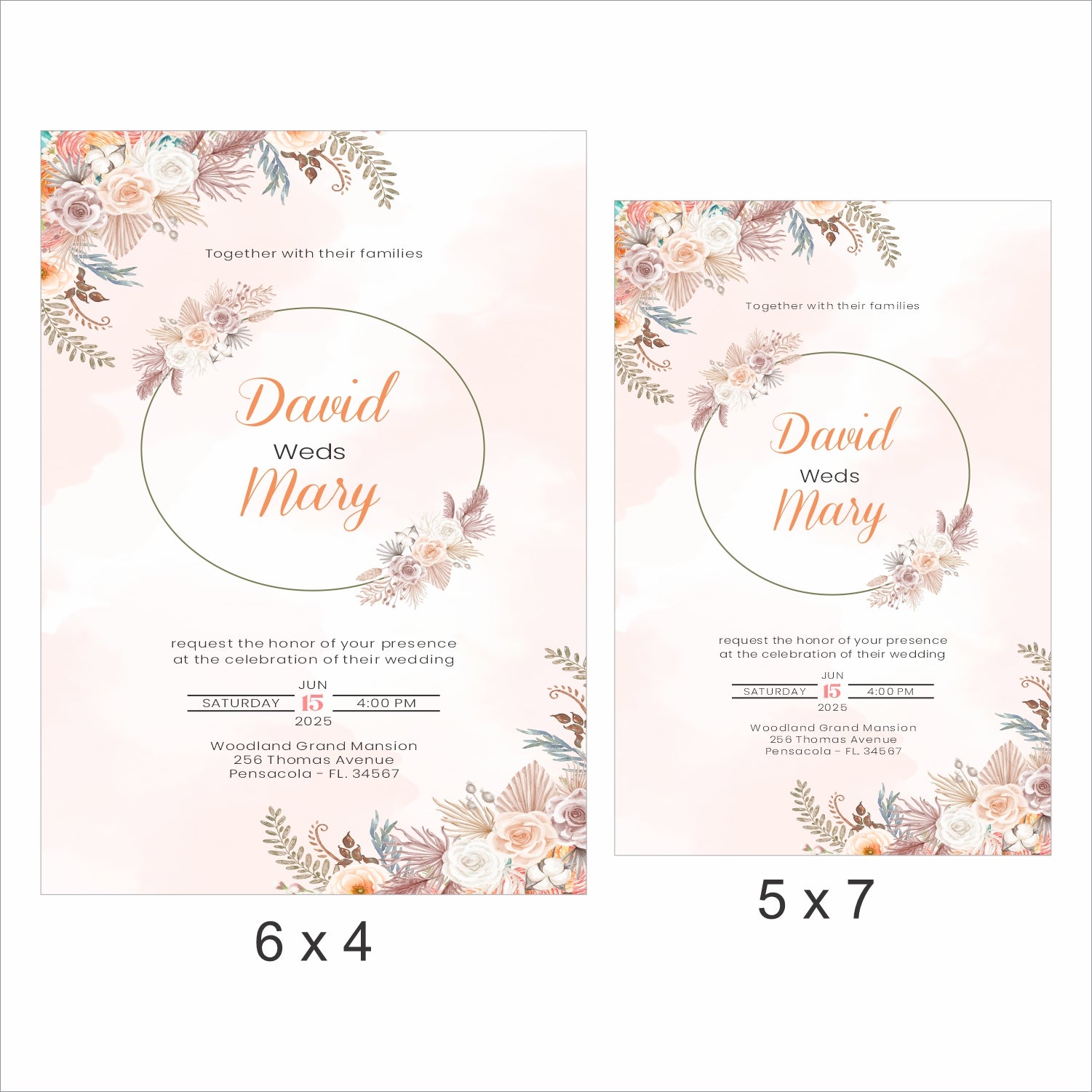Boho Wedding E- Invite/Printed Invitation Card