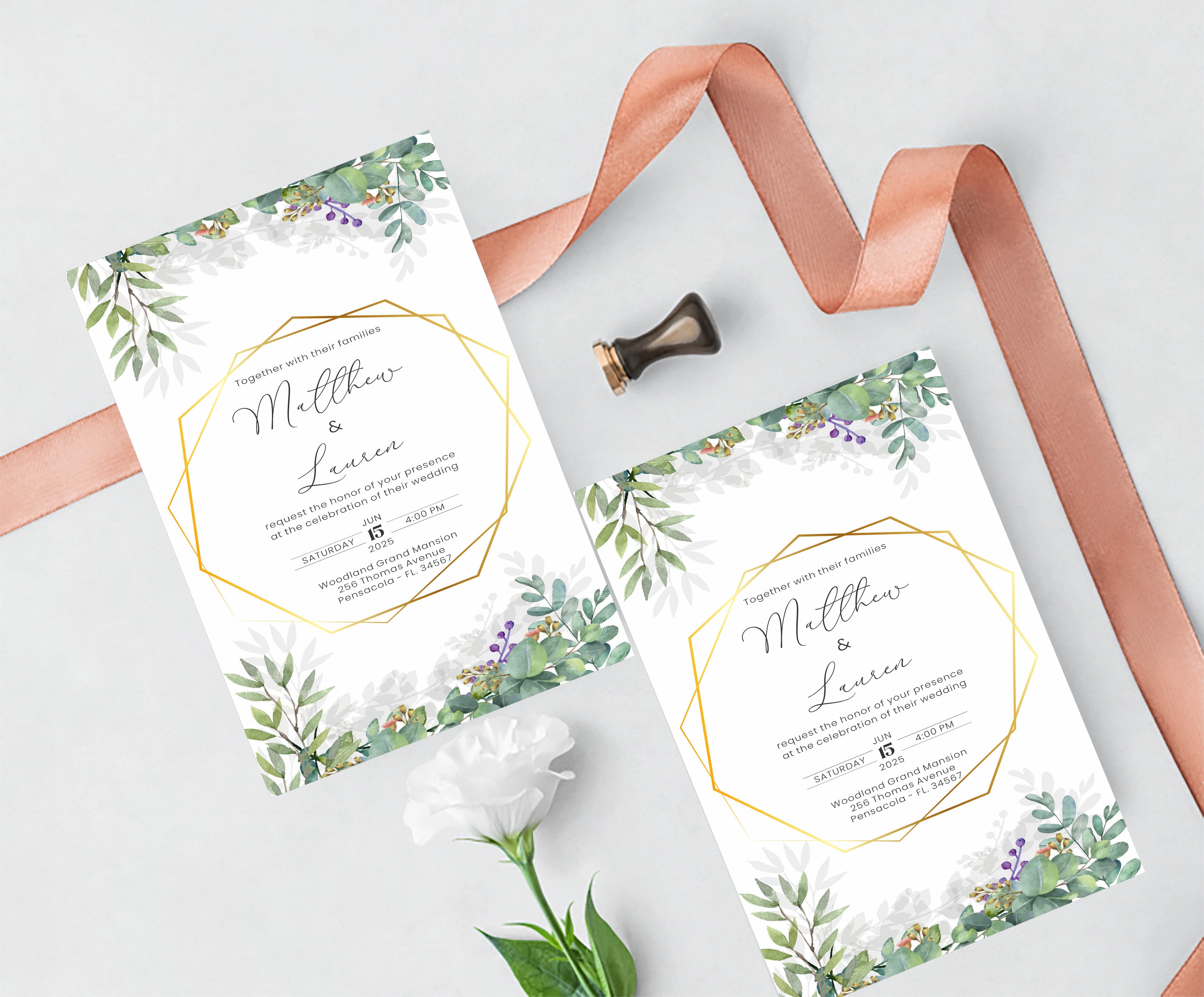 Greenery Theme Wedding  E- Invite/Printed Invitation Card