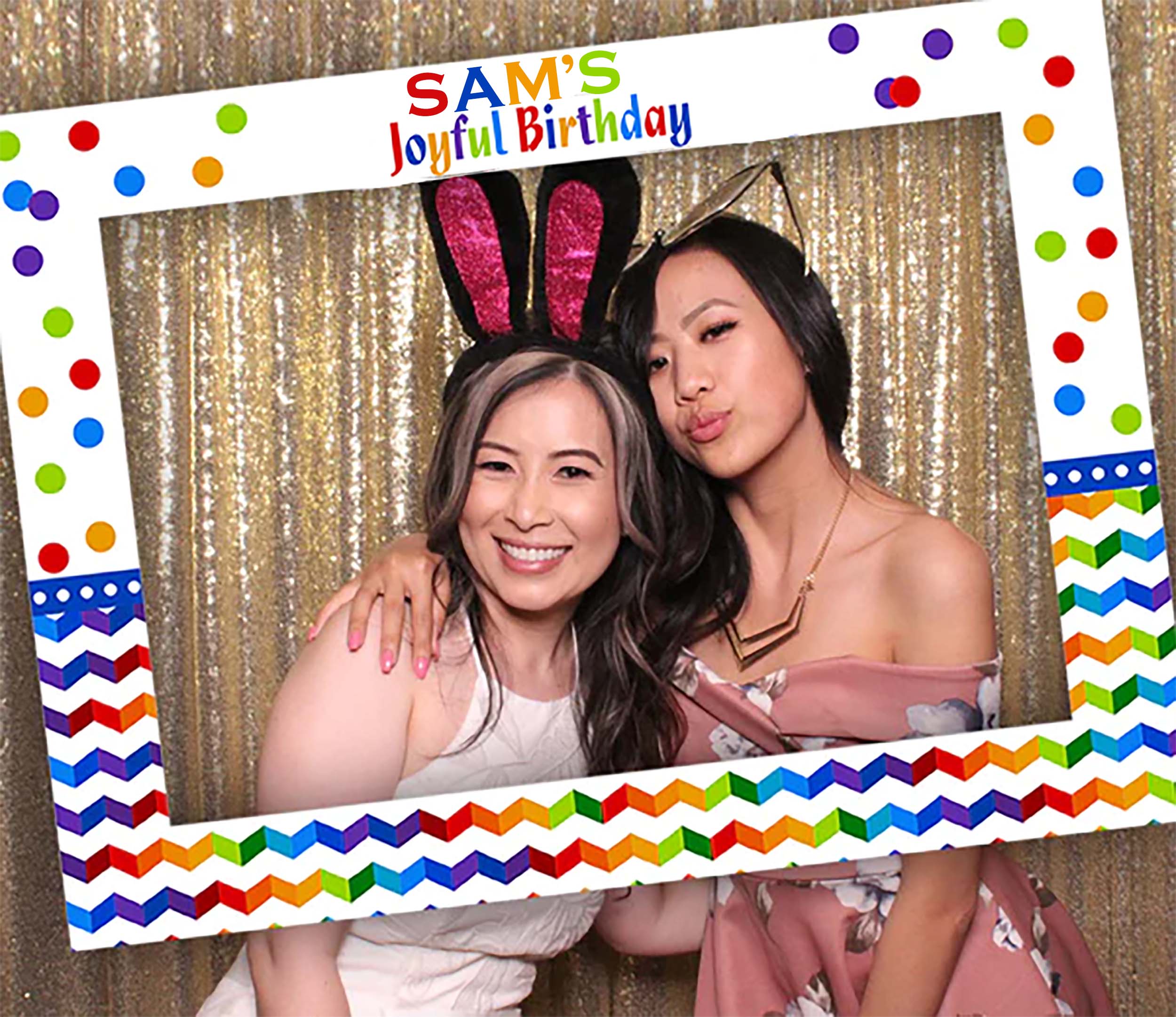 Joyful Party Theme Birthday Selfie Photo Booth Frame & Props