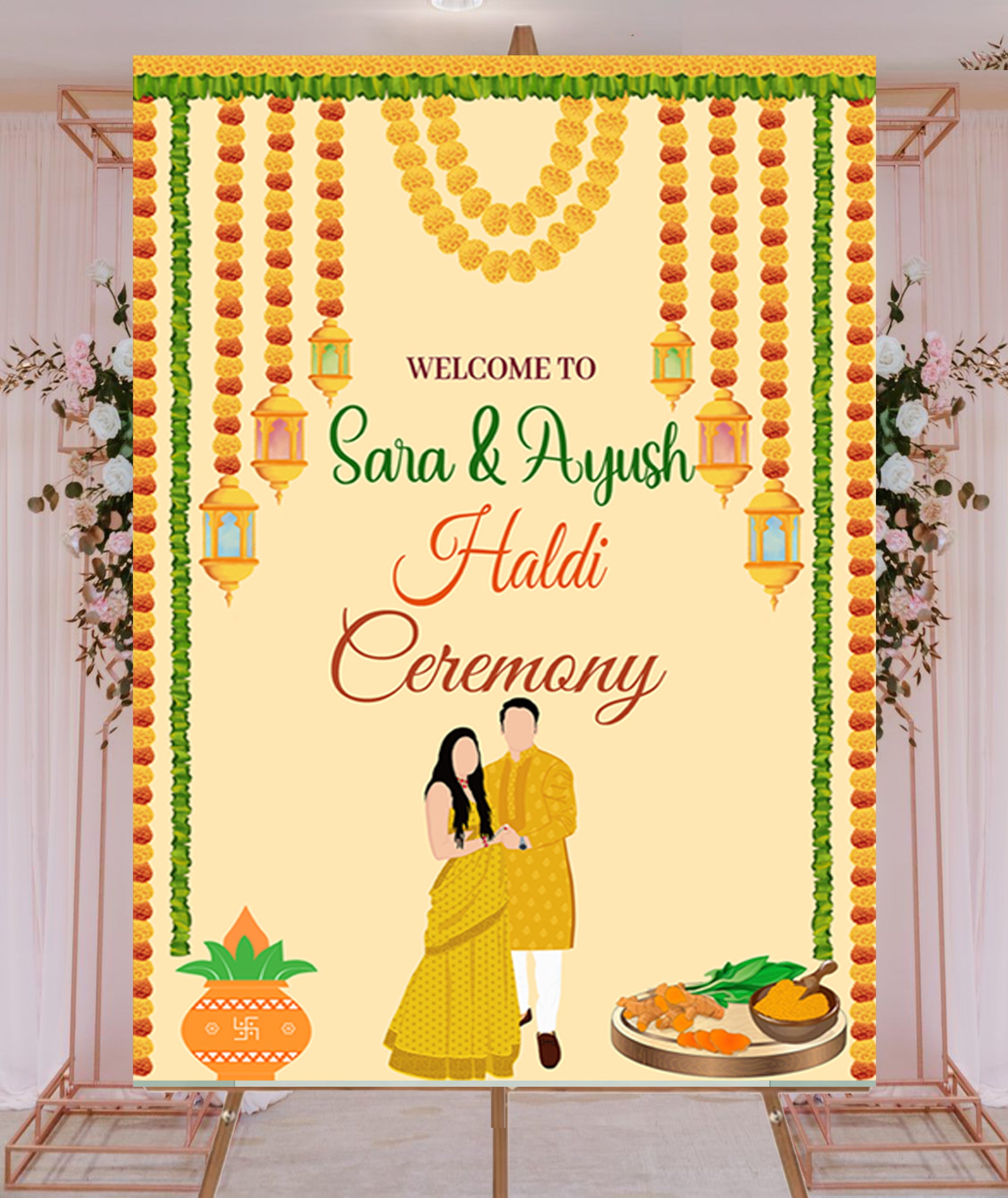 Haldi Ceremony Welcome Board for Decoration