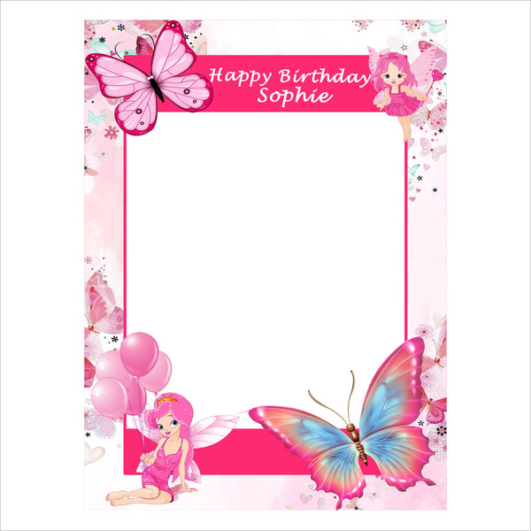 Butterflies and Fairies Theme Birthday Party Selfie Photo Booth Frame