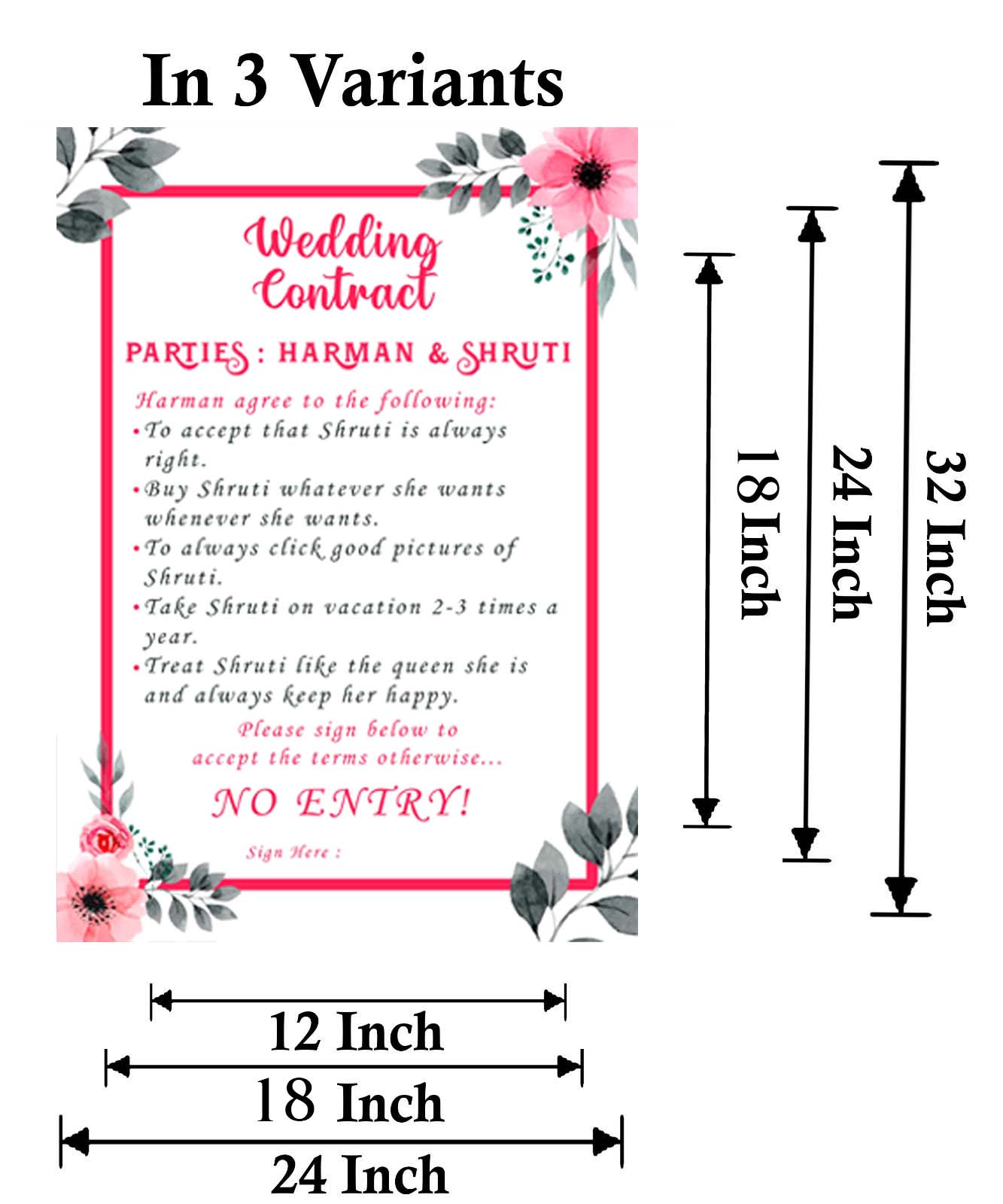 Wedding Contract / Bridal Party Welcome Signage