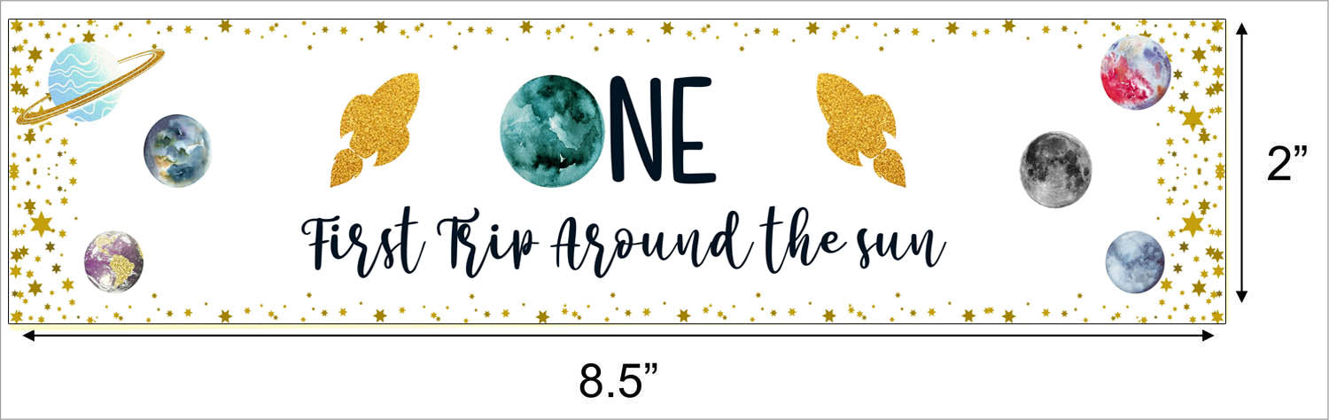 First Trip Around The Sun Theme Birthday Party Water Bottle Labels