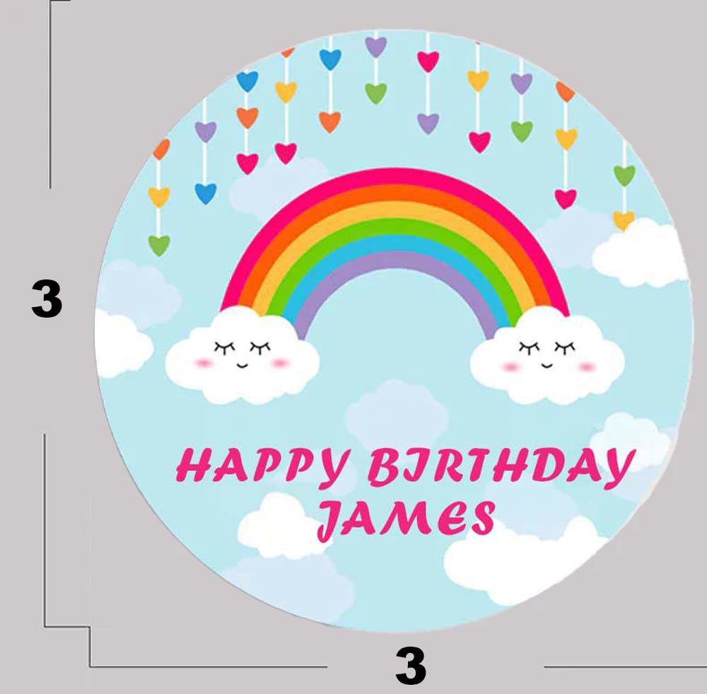 Rainbow Theme Birthday Party Round Backdrop