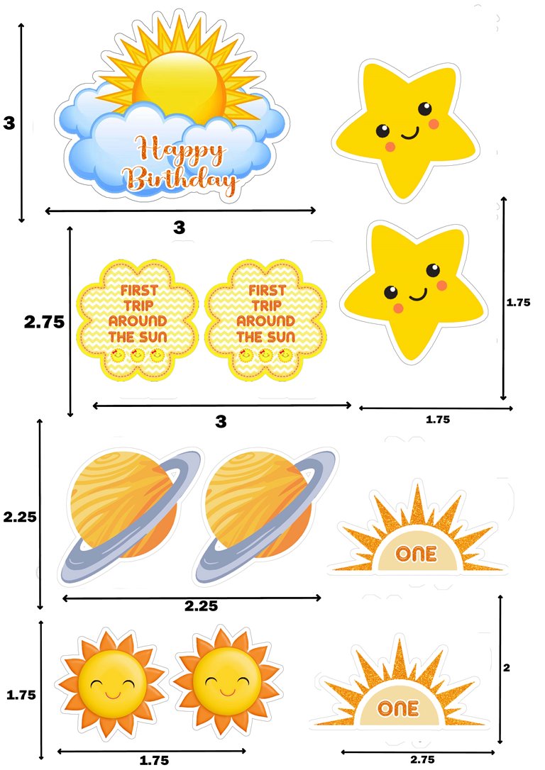 First Trip Around The Sun Party Cake Decorating Kit For Birthday Party