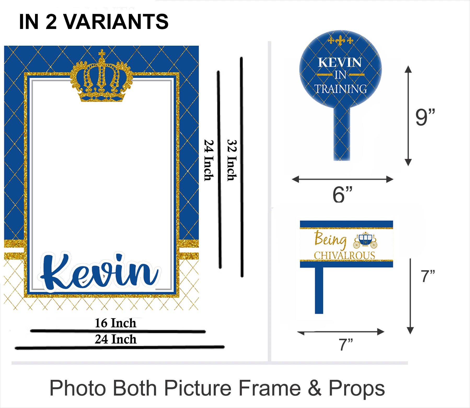 Prince Birthday Party Selfie Photo Booth Frame & Props