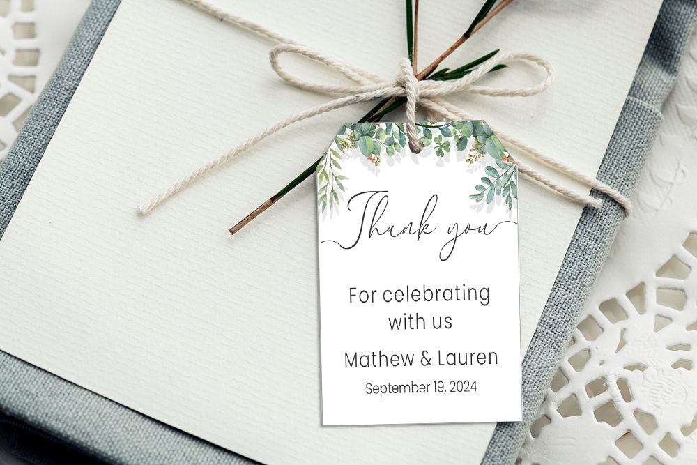 Greenery Theme Wedding Thank You Favor Tag / Stickers