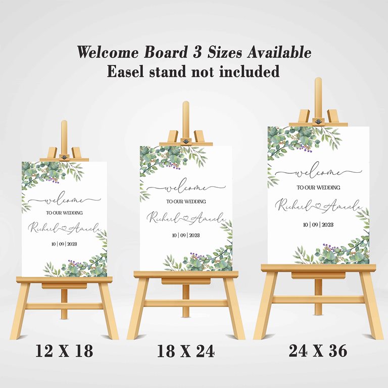 Greenery Theme Wedding Welcome Sign Board for Decoration