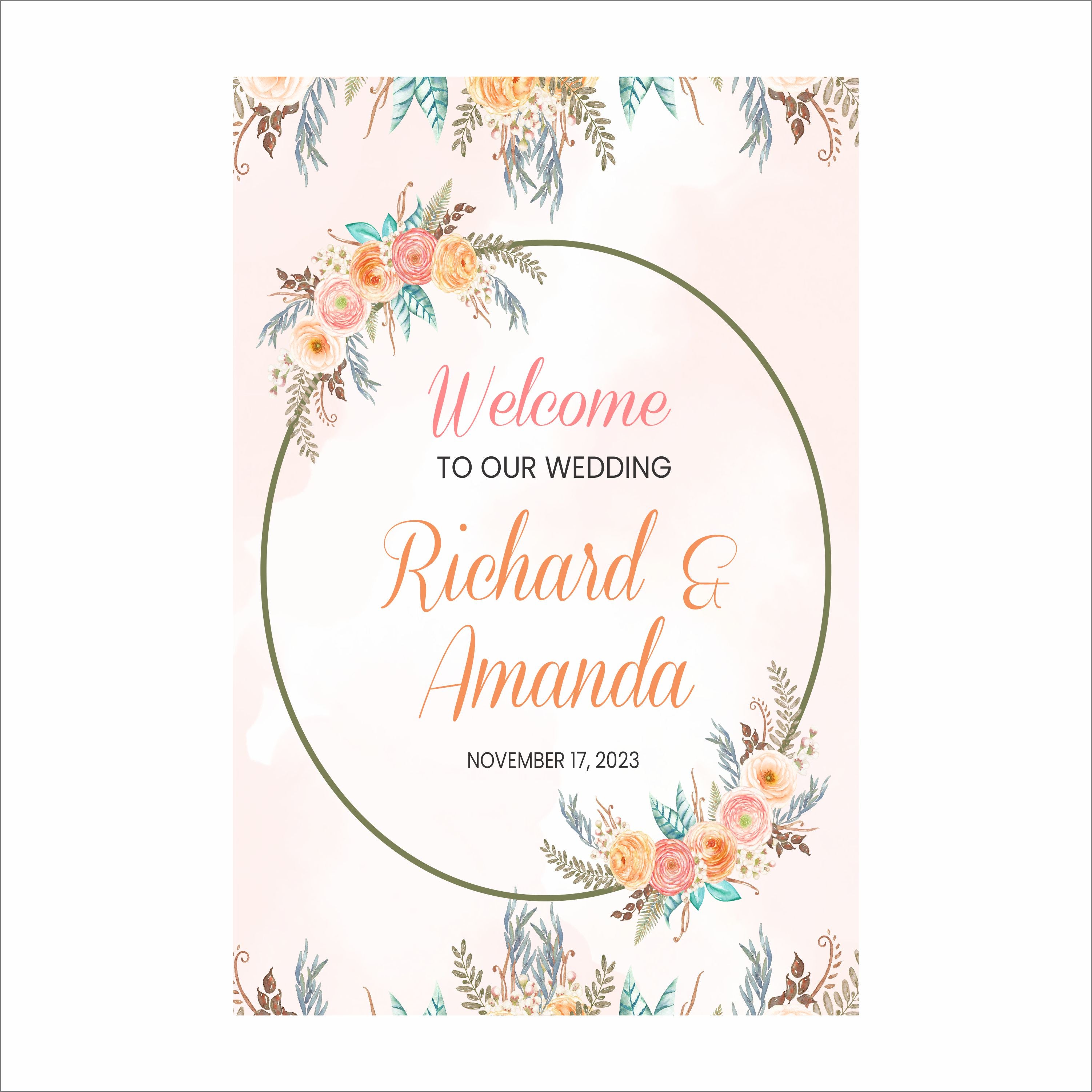 Boho Theme Wedding Welcome Sign Board for Decoration