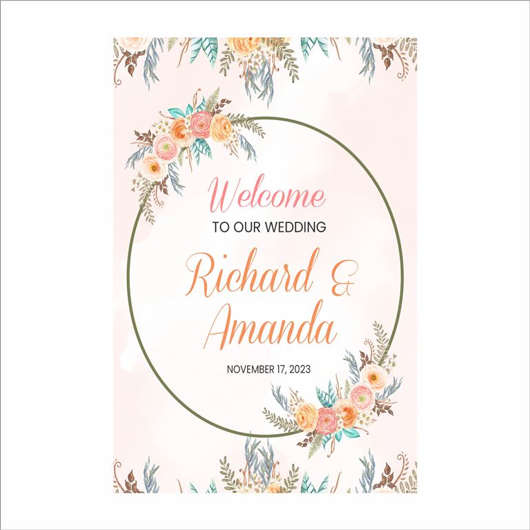 Boho Theme Wedding Welcome Sign Board for Decoration