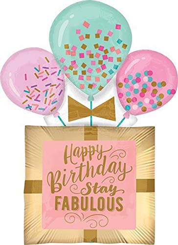 Happy Birthday Stay Fabulous Foil Balloons Pastel Colors ( Set Of 5 )