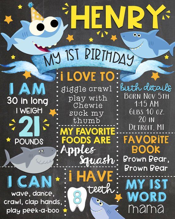 Baby Shark Birthday Customized Milestone Sign/Board for Kids Birthday Party