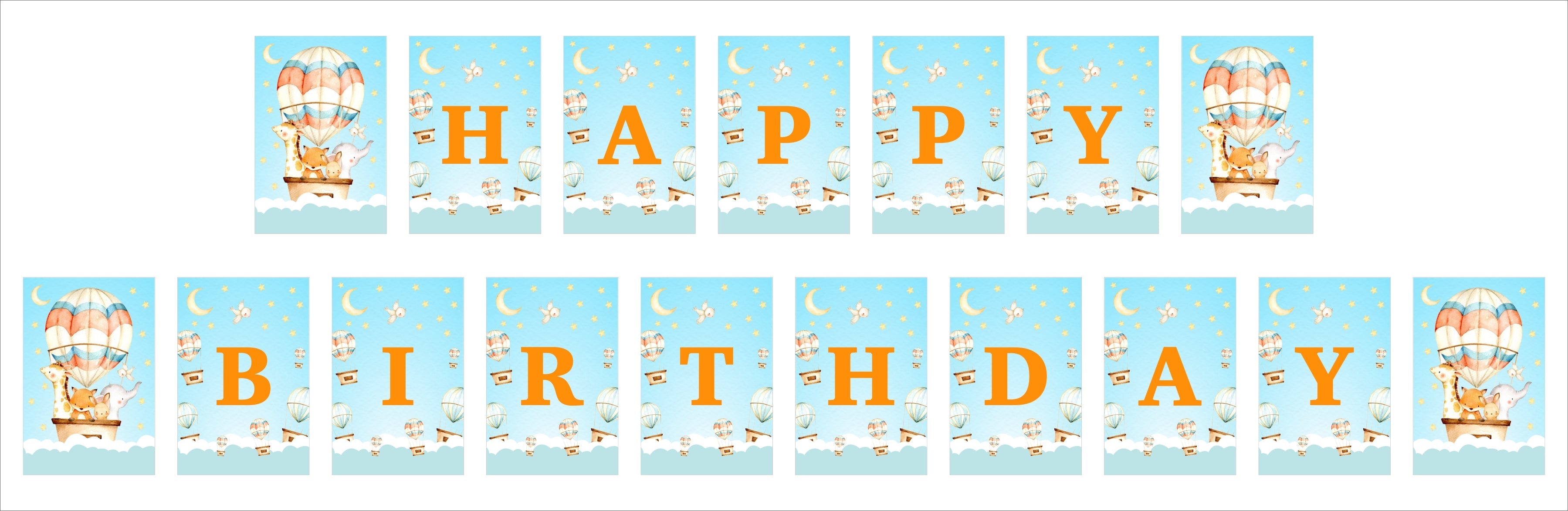 Hot Air Theme Birthday Party Banner for Decoration