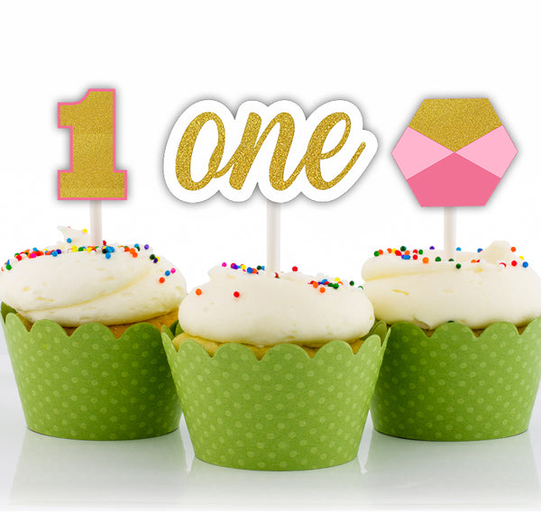 One Is Fun Birthday Party Cupcake Toppers for Decoration