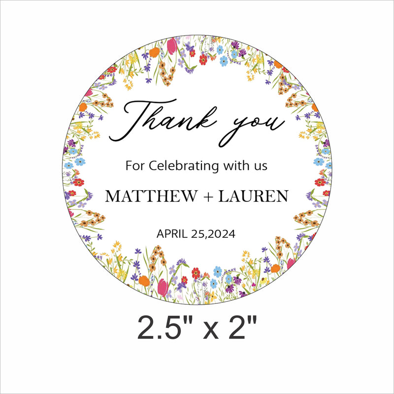 Wild Flower Theme Wedding Thank You Tag Favor /Stickers