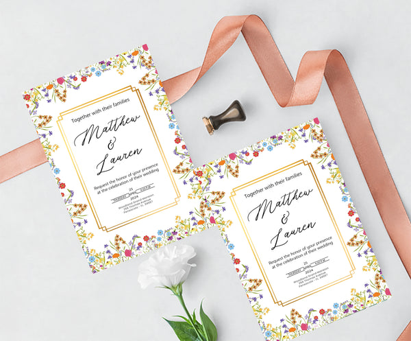 Wild Flower Wedding  E- Invite/Printed Invitation Card