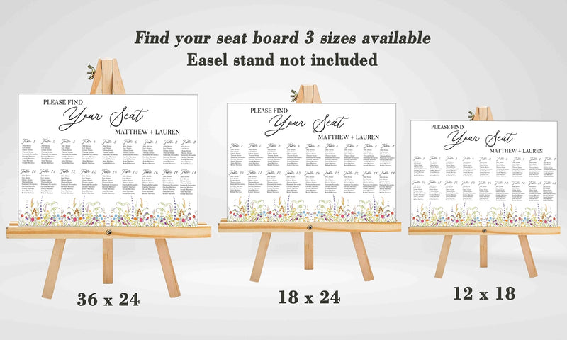 Wild Flower Theme Wedding Find your Seat Sitting Layout