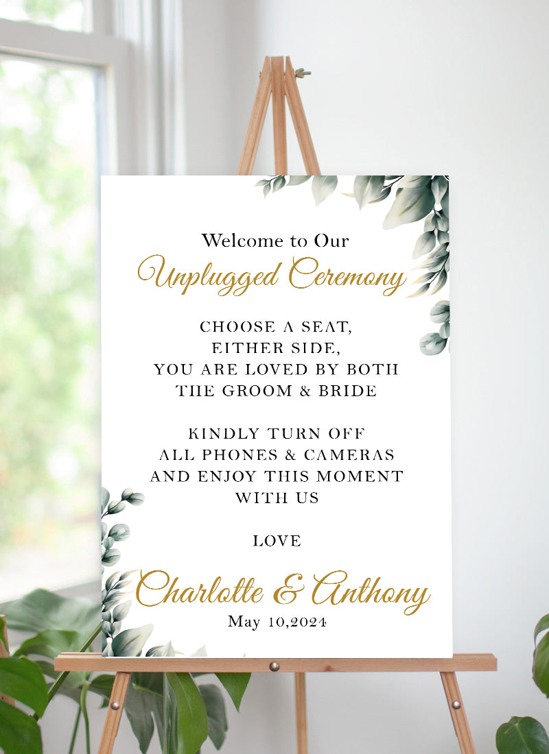 Unplugged Ceremony Wedding Sign Board for Decoration