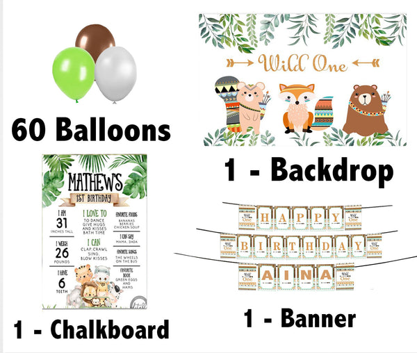 Wild One Theme Birthday Party Personalized Multi-Saver Combo For Your Kids First Birthday