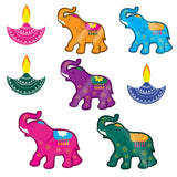 Diwali Gold Hanging With Elephant And Diya Lamp