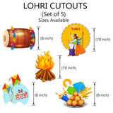 Lohri Party Paper Cutouts for Decoration- Set of 5