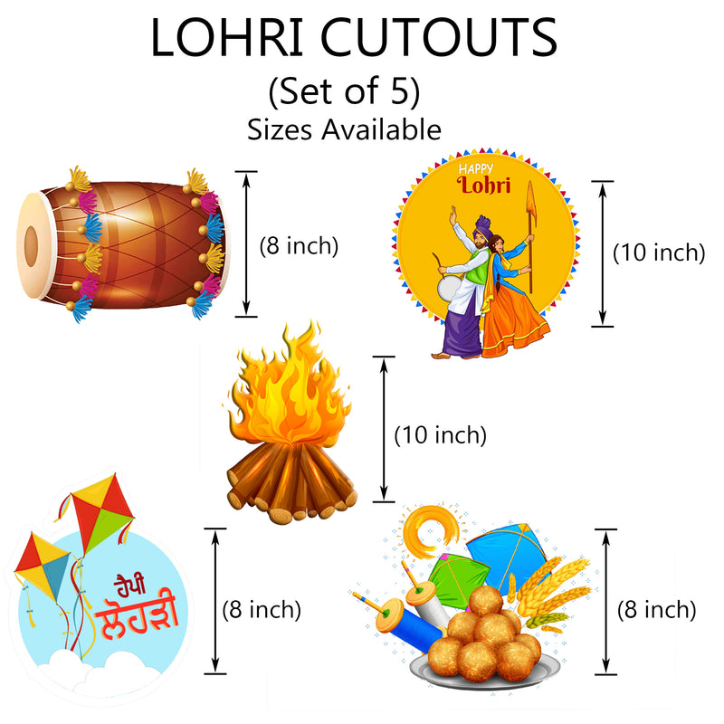 Lohri Party Paper Cutouts for Decoration- Set of 5