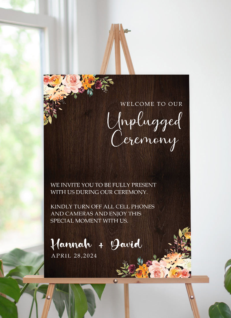 Unplugged Ceremony Wedding Sign Board for Decoration