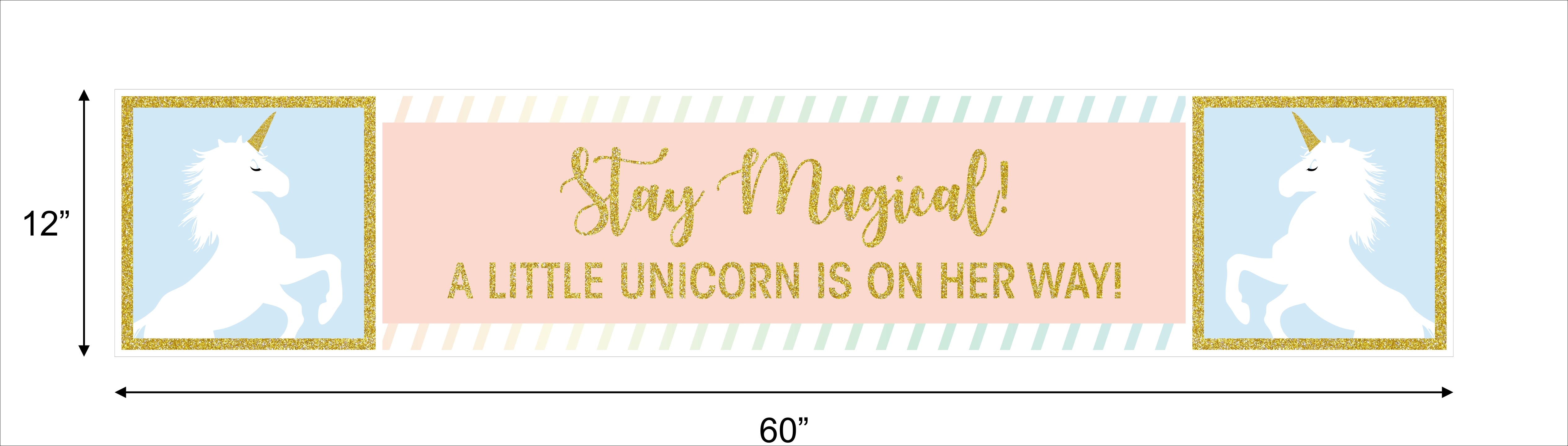 Unicorn Birthday Party Long Banner for Decoration