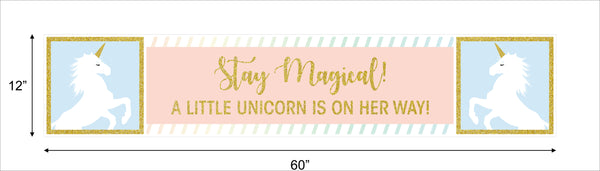 Unicorn Birthday Party Long Banner for Decoration