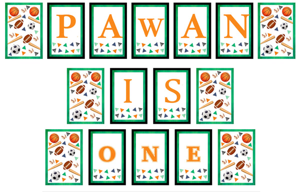 Sports Theme "I Am One" Birthday Party Banner for Decoration