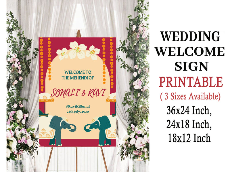 Mehndi Ceremony Signage or Welcome Board for Decoration