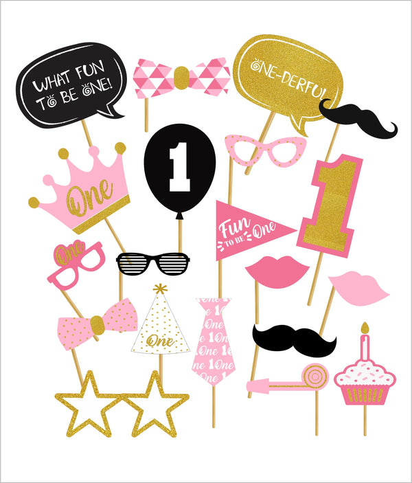 One Is Fun Birthday Party Photo Booth Props Kit