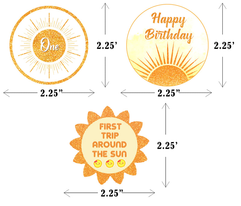 First Trip Around The Sun  Birthday Party Cupcake Toppers for Decoration