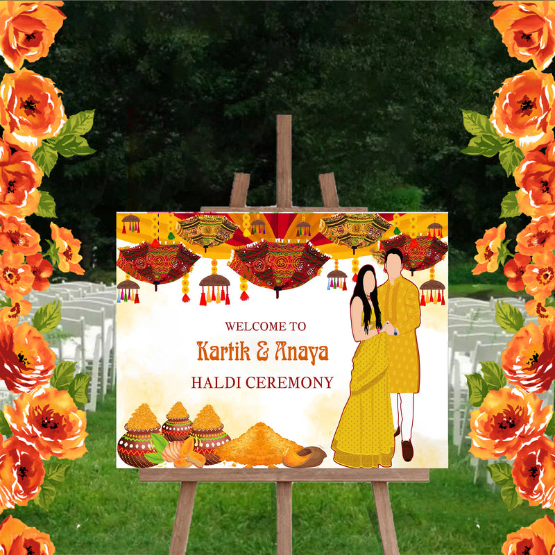 Haldi Ceremony Wedding Welcome Board/Sign  for Decoration