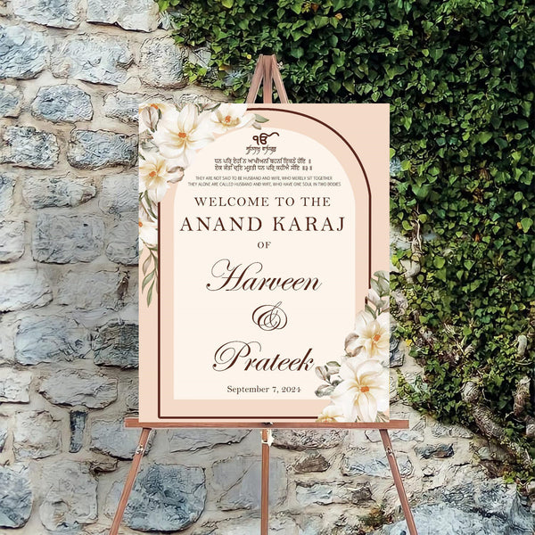 Indian Punjabi Wedding Anand Karaj Ceremony Welcome Board for Decoration