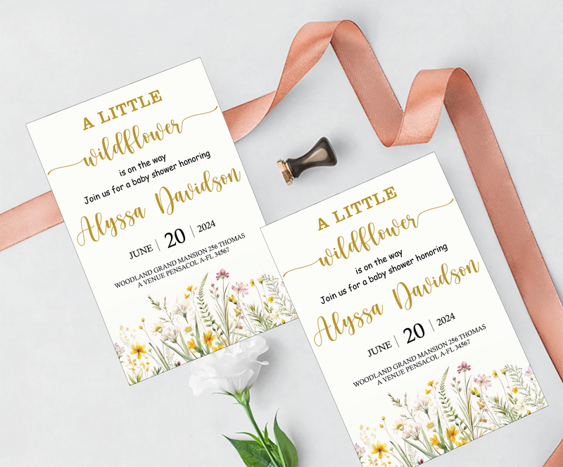 Wild Flower Theme Baby Shower E- Invite/Printed Invitation Card