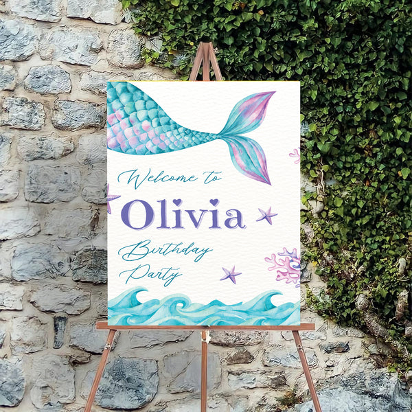 Mermaid Theme Birthday Party Yard Sign/Welcome Board