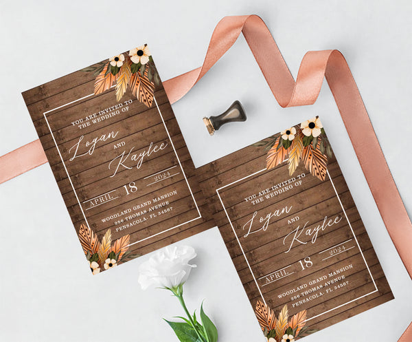 Rustic Wedding  E- Invite/Printed Invitation Card