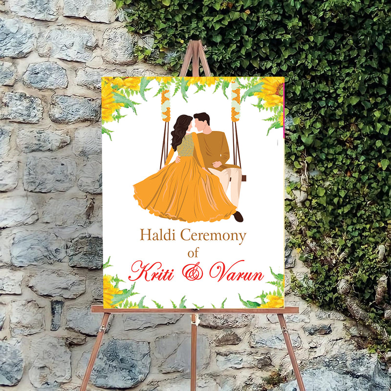 Haldi Ceremony Welcome Board for Decoration