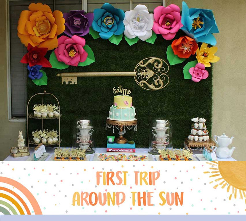 First Trip Around The Sun  Birthday Party Long Banner for Decoration