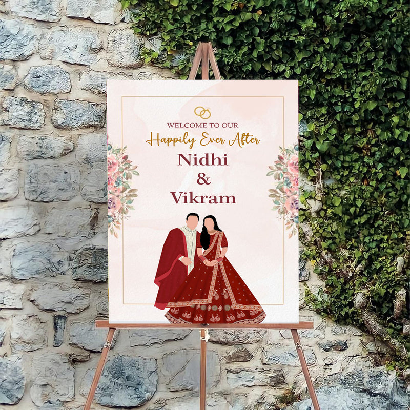 Indian Wedding Ceremony Welcome Board for Decoration