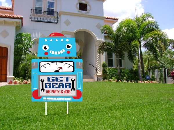 Robot Theme Birthday Party Yard Sign/Welcome Board.