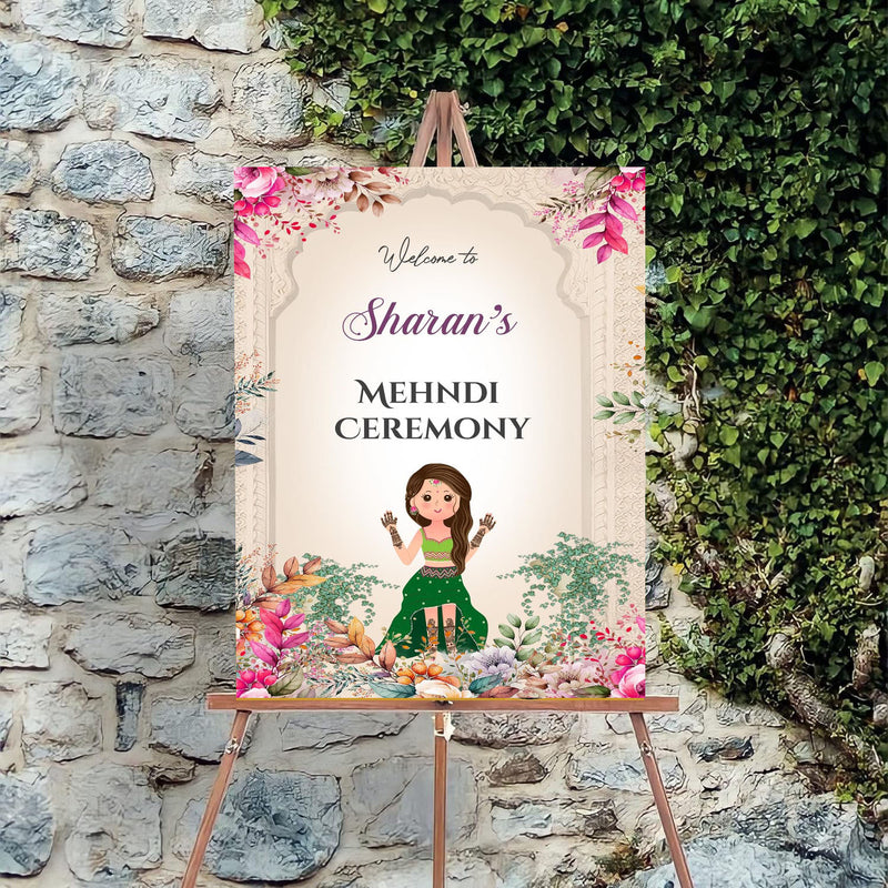 Mehndi Ceremony Signage or Welcome Board for Decoration