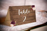 Rustic Theme Wedding Table Numbers/ Table Placecards